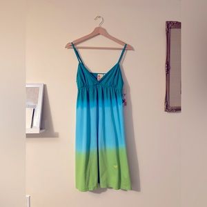 NWTS Roxy Ombre Blue and Green Sun Dress Women’s Small Casual Bohemian Surf